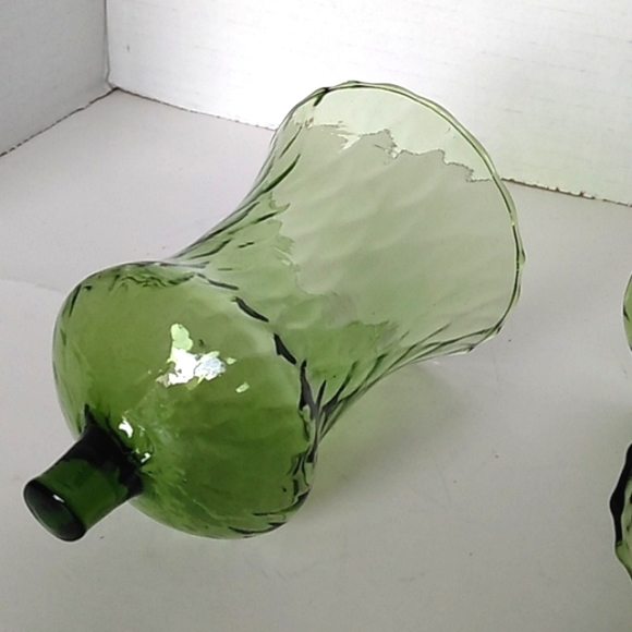 Home Interiors Vintage Green Glass Diamond Ruffled Edge Hand Blown Votives - Picture 7 of 8